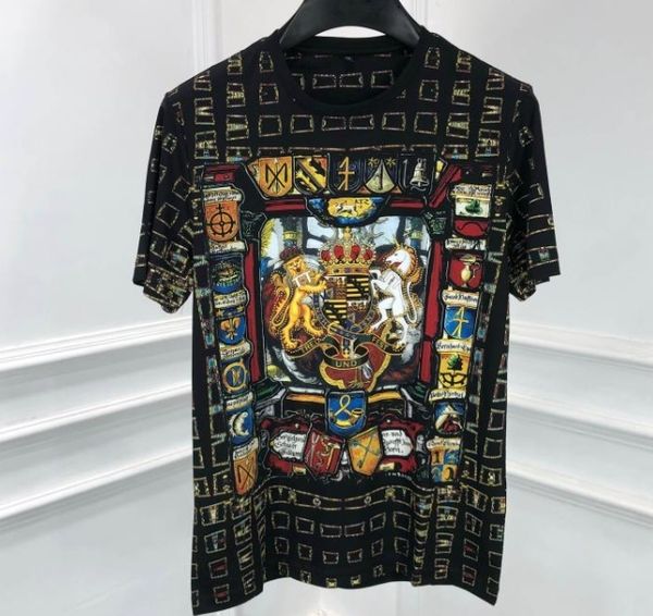 

t shirts lion crown diamond print cotton tee for men, White;black