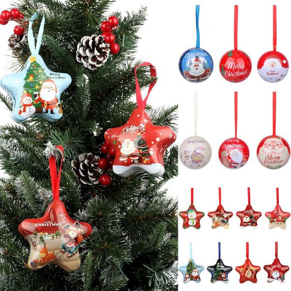 

gift wrap 1pc christmas candy box creative tin ball sugar can packaging case santa claus xmas tree hanging decor navidad