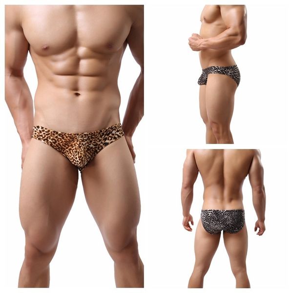 

b204 panties with leopard print, protruding pants, low waist, and breathable, men's triangle pants fashion, Black;white