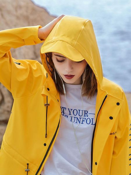 

raincoats thick adults hiking portable raincoat hooded jacket outdoor waterproof coat impermeable femme pluiewet weather gear bk50yy