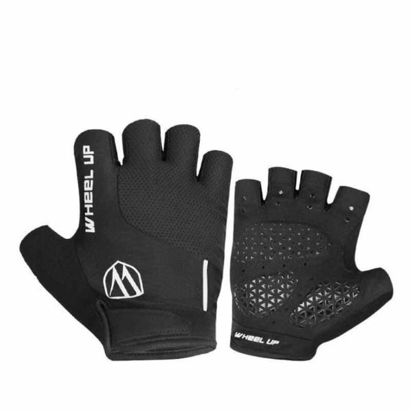 

wheelup anti-seismic wear-resisting riding gloves fitness half finger 1 pair 2021 cycling, Black