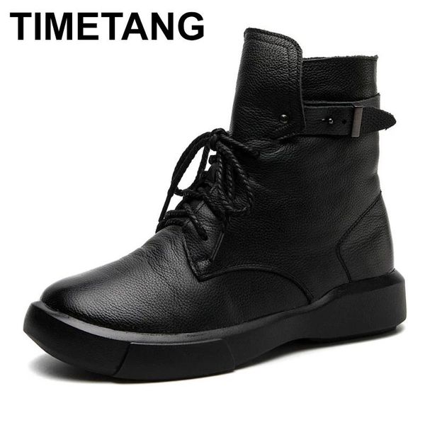 

cowhide side zipper boots women shoes autumn and winter flat elegant temperament women's warm, Black