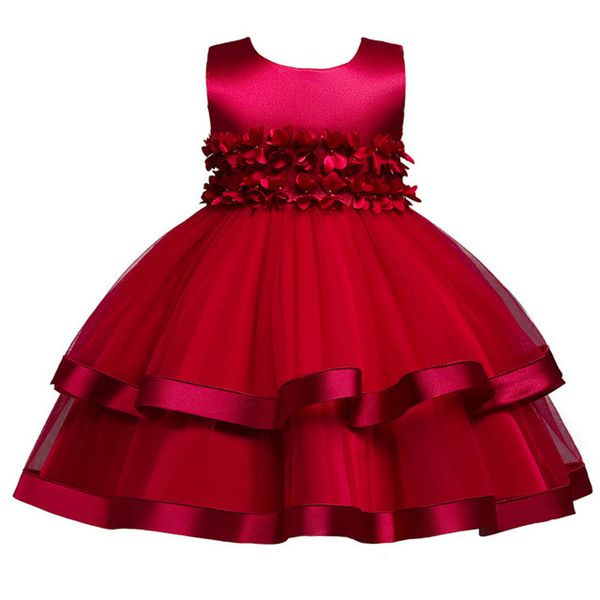 

baby girls dress bow embroidery elegant princess dresses kids dress for girl wedding dress children clothing 3-10y, Red;yellow