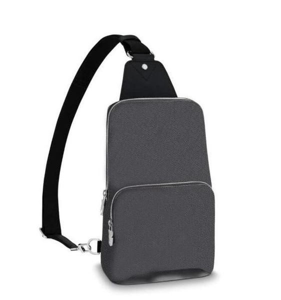 

LV Louis bag Vitton ysl Mens Avenue Sling Bag Real Leather Designers Crossbody Bags Graphite Coated Textile Lining