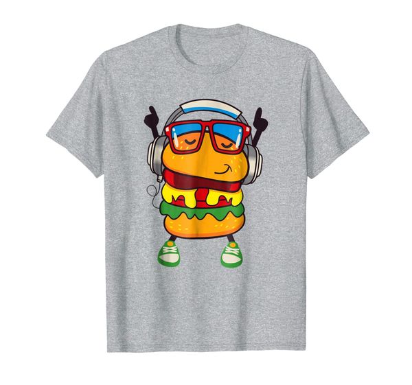 

Funny Giant Hamburger Dancing With Music Headphones T-Shirt, Mainly pictures