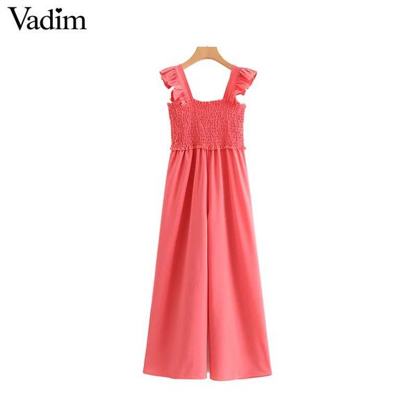 

women's jumpsuits & rompers vadim women sweet solid ruffles sleeveless spaghetti straps elastic waist overalls casual female palysuits, Black;white