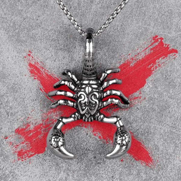 

pendant necklaces scorpion animal mens long pendants chain punk hip hop for boy male stainless steel jewelry creativity gift wholesale, Silver