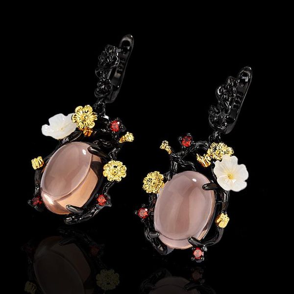 

dangle & chandelier cizeva luxury 925 silver flower earrings for women elegant transparent crystal moonstone black gold africa jewelry