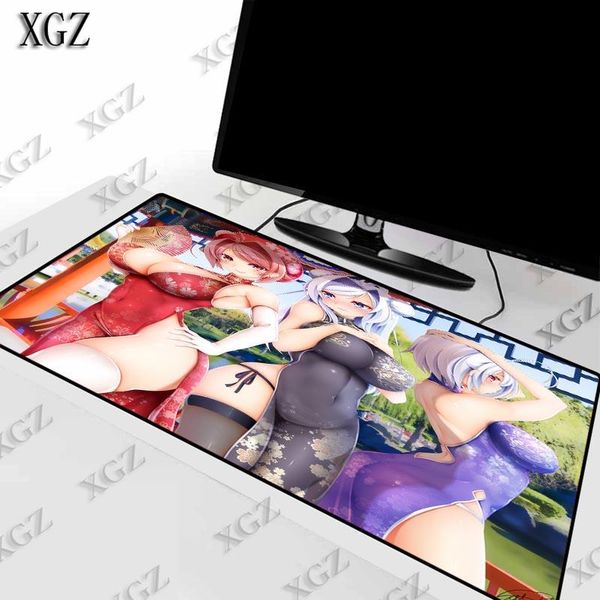 

mouse pads & wrist rests xgz girl big breast anime gaming pad computer gamer large game lock edge mat table for pc laptop
