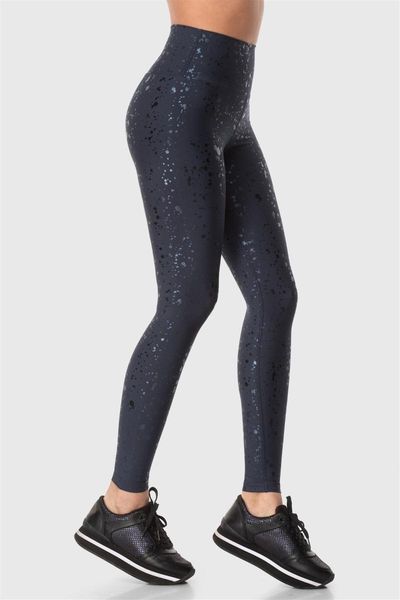 

women's leggings high waist patterned navy blue sport ss-2701-02, Black
