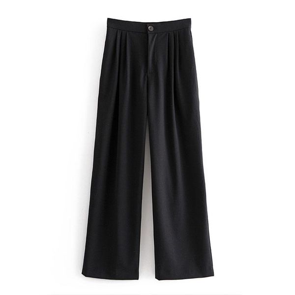 

women's pants & capris hadara wide leg women fashion casual loose pockets trousers elegant zipper full length pant female ladies in, Black;white