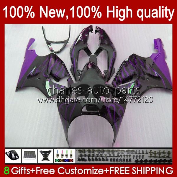 Bodywork para Kawasaki Flamas Roxo Ninja ZX7R ZX750 ZX-7R ZX 7 R ZX 750 28HC.135 ZX 7R 96 97 98 99 00 01 02 03 ZX-750 1996 1997 2003 2003 Kit de justo