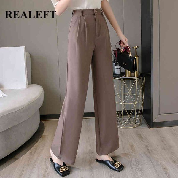 

spring korean ol style women's pants casual wide leg pant high waist elegant work trousers female long 210428, Black;white