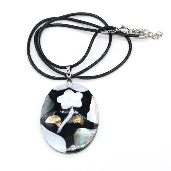 

natural shell flower pendant necklace oval shape for women jewelry gift length 55+5cm necklaces, Silver