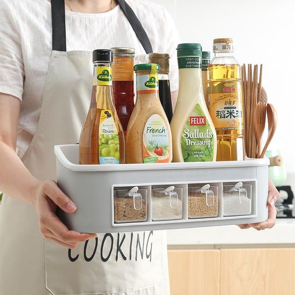 

kitchen storage & organization multifunctional boxes shelf rack seasoning box organizer sauce with lid accessories