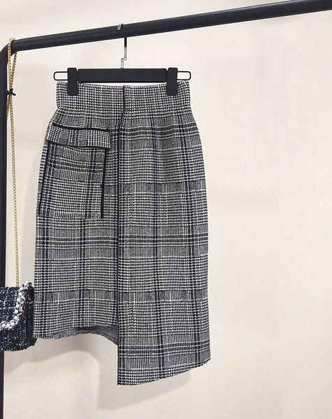 

rabbit cashmere irregular knit skirt, Black;gray