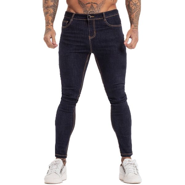 Erkek Skinny Jeans Mavi Yüksek Bel Klasik Hip Hop Streç Erkekler Pantolon Pamuk Rahat Yumuşak Tam Boy ZM124