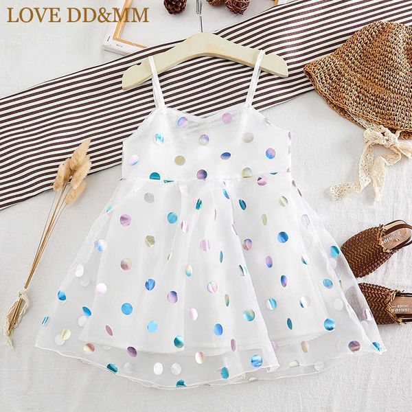 

love dd&mm girls dresses summer children's clothing girls sweet dot mesh gauze strapless sleeveless vest princess dress 210715, Red;yellow