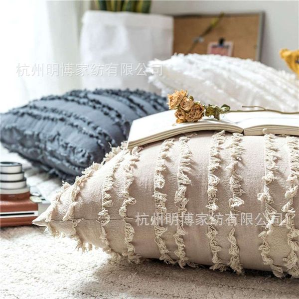 

bohemian pillow case linen stripe jacquard pattern cushion cover sofa living room decoration