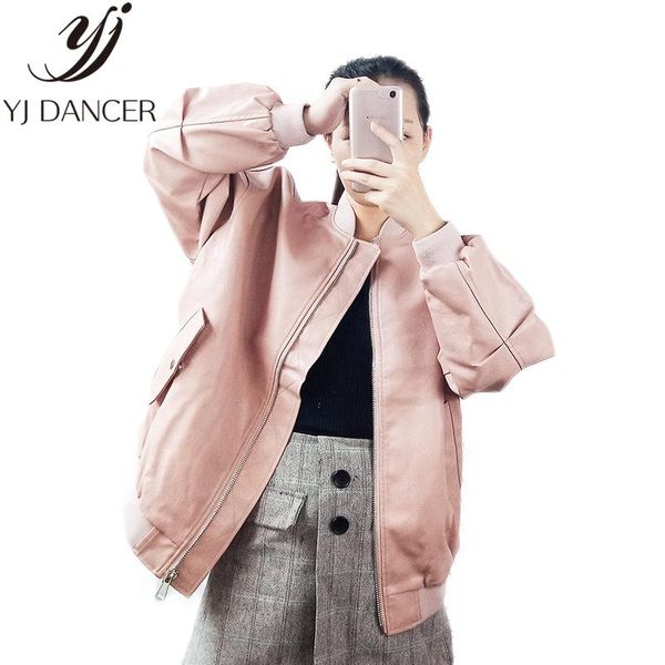 

women's jackets 2021 spring autumn plus size fashion women loose solid color zipper leather jacket female clothing ljj0113, Black;brown