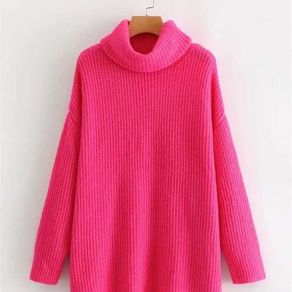 

wixra women turtleneck sweater female solid loose pullovers soft warm jumper candy color oversized autumn winter 211218, White;black