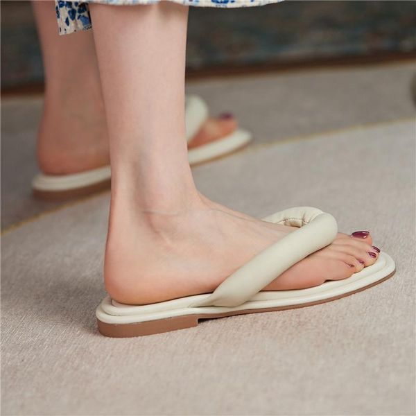 

sandals 2021 summer fashion women's flip flops leather ladies soft and comfortable shoes casual flat handmade, Black