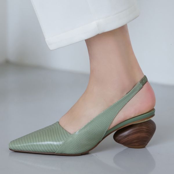 

slippers women sandals leather shoes plus size 22-26.5cm spring-summer lizard sheepskin high heel 7cm wedges for nbqt, Black