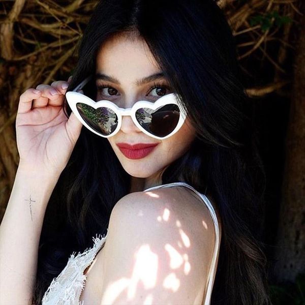 

fashion love heart cat eye sunglasses women brand designer vintage sun glasses female shades oculos de sol, White;black