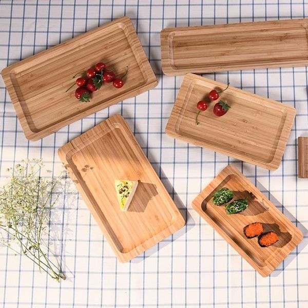 

kitchen storage & organization bamboo rectangle plate for tea sushi dishes dinner party serving tray with holding creative tableware home/el
