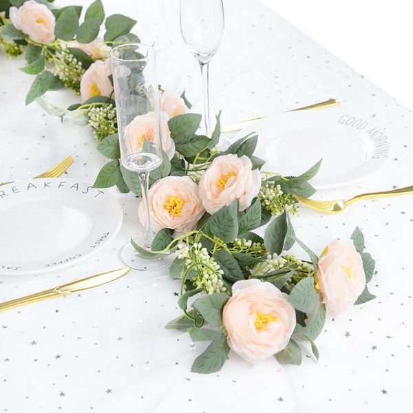 

decorative flowers & wreaths 2m elegant artificial rose flower vine fake plant eucalyptus rattan garland wedding arch birthday party home ga