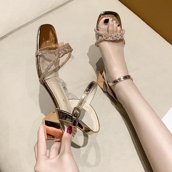 

dress shoes 2021 summer high heels sandals women buckle fashion shiny patent leather nightclub ankle strap party wedding, Black