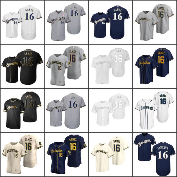 

milwaukee brewers men 16 ben gamel women youthjerseys, Black;red
