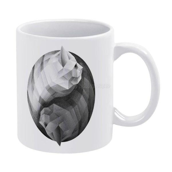 

mugs catyang white mug 11oz ceramic tea cup coffee friends birthday gift redbubbleartparty cat yin yang feline retro vintage geom