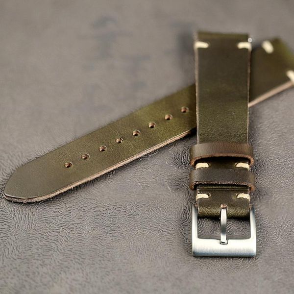 

watch bands horween chromexcel leather green 100% handmade straps 18mm 20mm 22mm, Black;brown