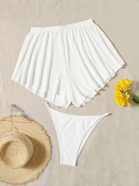 

plus tanga bikini bottom with beach shorts p4nw#, Black