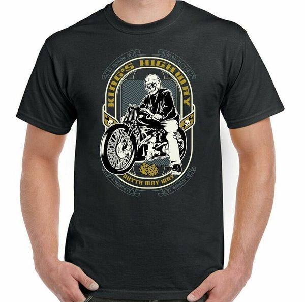 

Biker T-Shirt King's Highway Mens Funny Motorbike Motorcycle Bike Indian Chopper, White;black