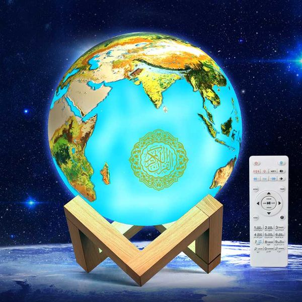 

muslim quran speaker earth 16colors veilleuse coranique wireless bluetooth mp3 player portable speakers