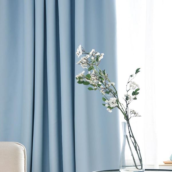 

blue blackout short curtains for living room bedroom kitchen window treatments small solid color home decoration drapes curtain &