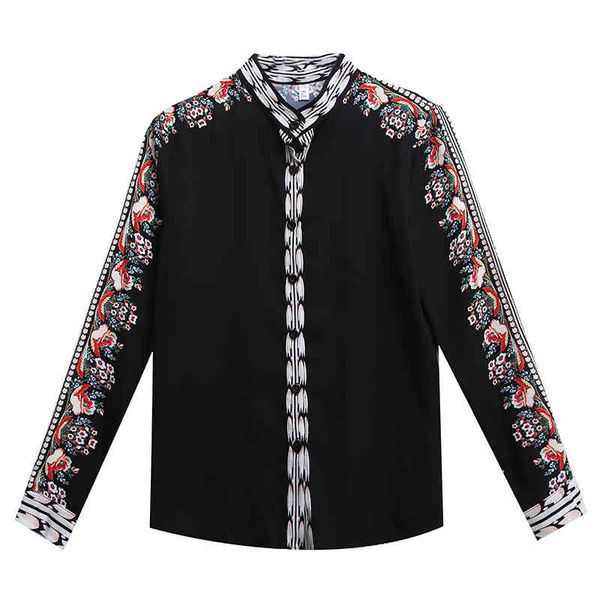 

europe fashion style autumn women's long sleeves floral print shirt ladies shirts blouse a3679 210428, White