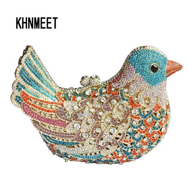 

popular luxury evening bags sparkly crystal women clutch bags colorful bird pattern ladies dinner bags clutches purse sc035
