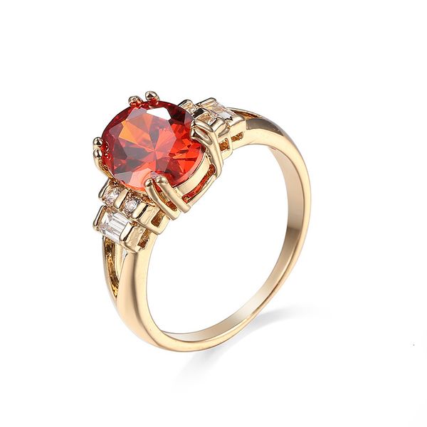 

selling creative women's stone red zircon ring first jewelry, Slivery;golden
