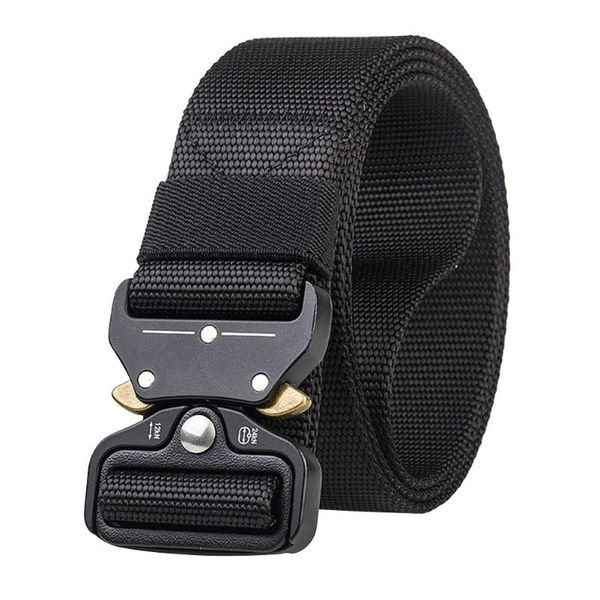 

lightweight wear-resisting adjustable accessories tactical belt nylon fabric flexible waist support outdoor front buckle, Black;gray