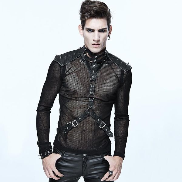 Sciarpe Steampunk Sexy Men Neck Corset Collar Indumenti cool Accessori alti con rivetti Cinghie punk pesanti Involucri in pelle PU