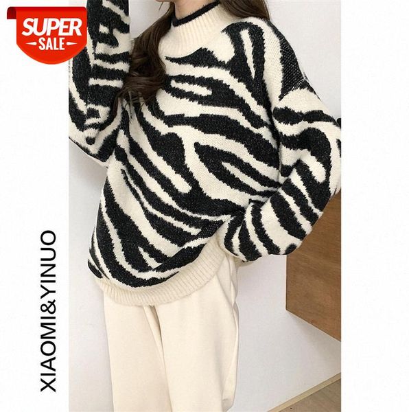 

[ou fan] 7788 women's loose sweater lazy animal pattern pullover knit #wh3b, Black;gray