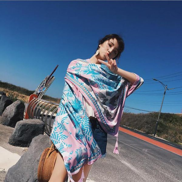 

scarves women scarf sun protection shawls and wraps female foulard cotton stoles head 2021 double sided autumn, Blue;gray