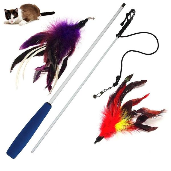 

multi feather cat teaser toy interactive and exerciser wand for kitten toys