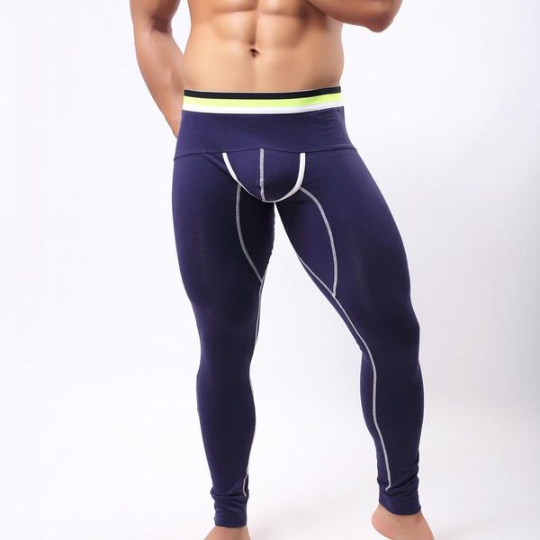 

men's thermal underwear solid cotton long johns fashion male legging pants, Black;white