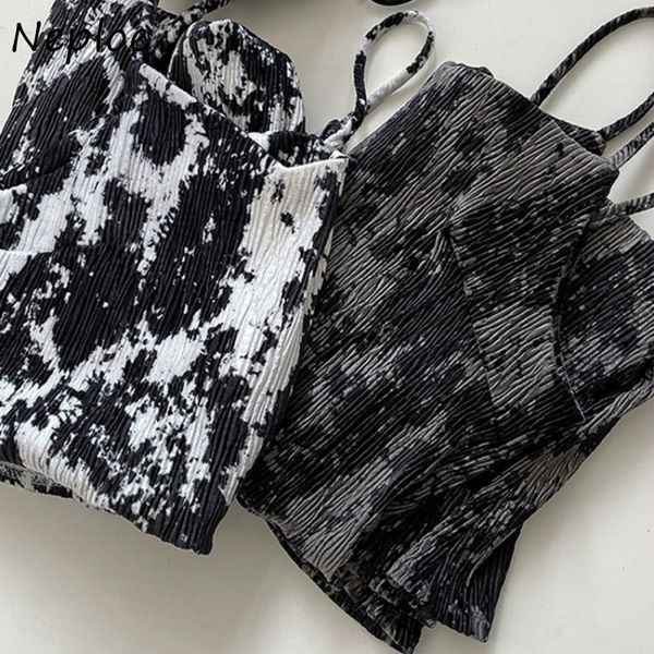

neploe high waist hip a line camis dress women strapless shoulder tie dye vestidos summer slim robe temperament 210510, Black;gray
