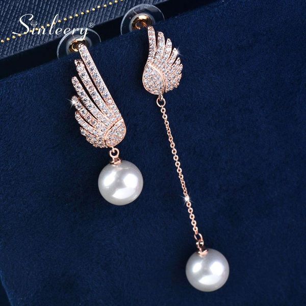 

dangle & chandelier fashion crystal angel pearl drop earrings for women wedding jewelry gifts es278 ssk, Silver