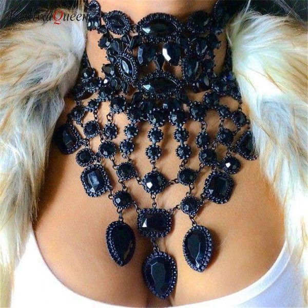 

chokers black big for women boho party maxi statement necklace collar jewelry pendants short choker gift, Golden;silver